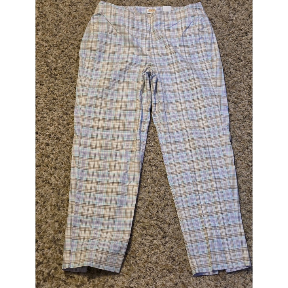 Talbots Stretch Plaid Straight Leg Pants Women's Size 12 Multicolor